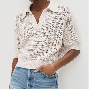 Pistola Emma Cream Knit Collared Sweater size medium